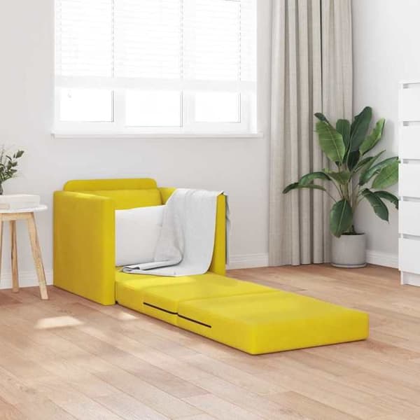 Mörkgul 2-i-1 Soffbädd 74x77x81 cm Sammet
