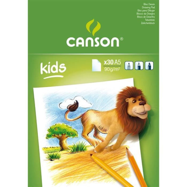 CANSON Block 30 Ritblad 5 år+ Vit A5 90g Vit