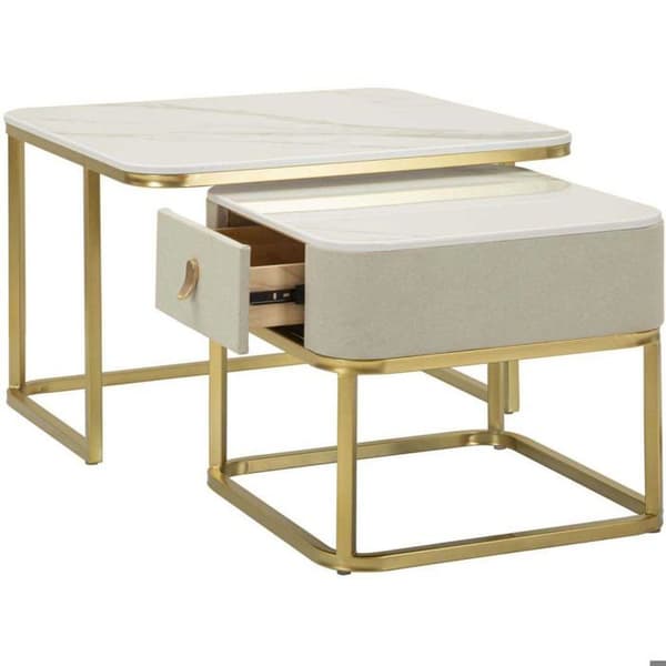 Set med 2 stapelbara sidobord i MDF och metall Beautry