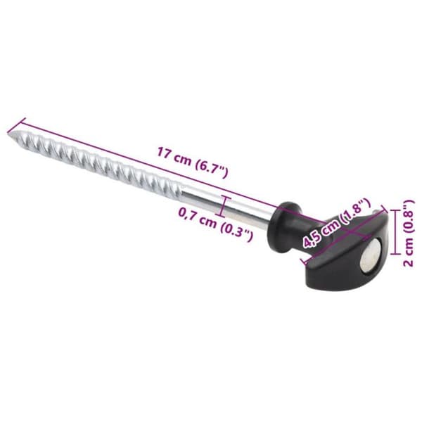 Tältspik 24 st 17 cm Ø7 mm galvaniserad stål