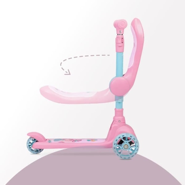 BeBe MoMi KIURU 2-i-1 skoter Rosa - Höjdjustering - LED - 3 hjul - ABEC7