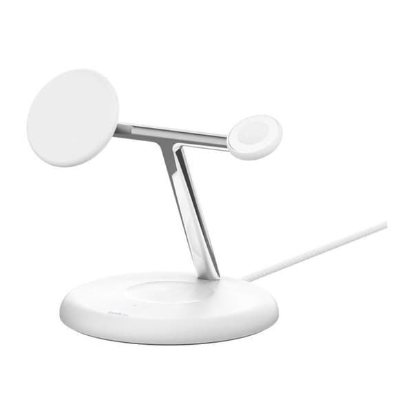 Trådlös laddningssupport - Belkin - BoostCharge Pro 3-i-1 - 15 Watt - Qi2 - Vit Vit