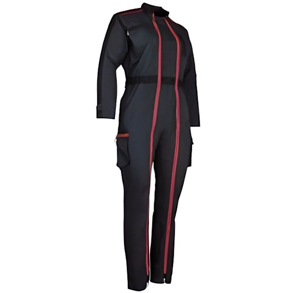 Tvåfärgad jumpsuit med 2 dragkedjor för kvinnor, grå/svart - COLLINE - LMA Svart M