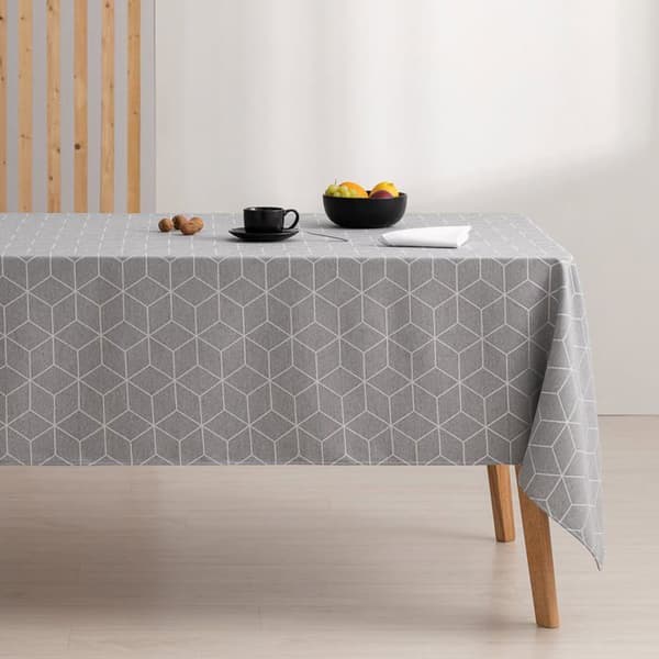 Bordduk - Linje - Fläckavvisande - Bomull 140 x 140 cm - Geometrisk Grå Grå