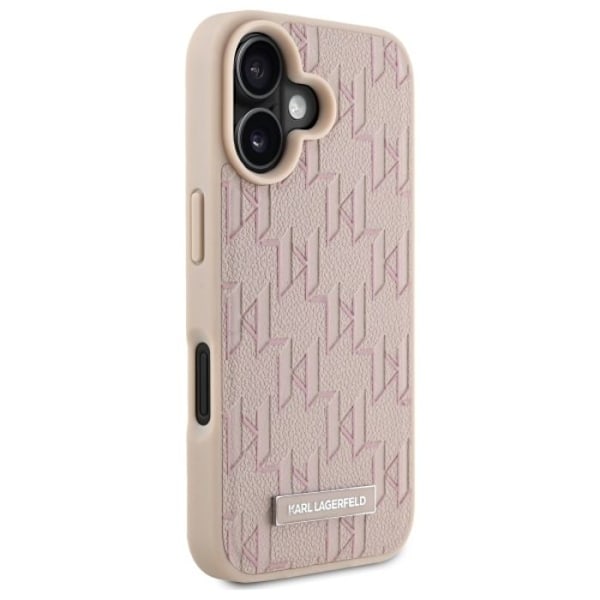 iPhone 16 Fodral - Karl Lagerfeld Läder MagSafe (KLHMP16SPKHPORPP) - Rosa Hot Stamp