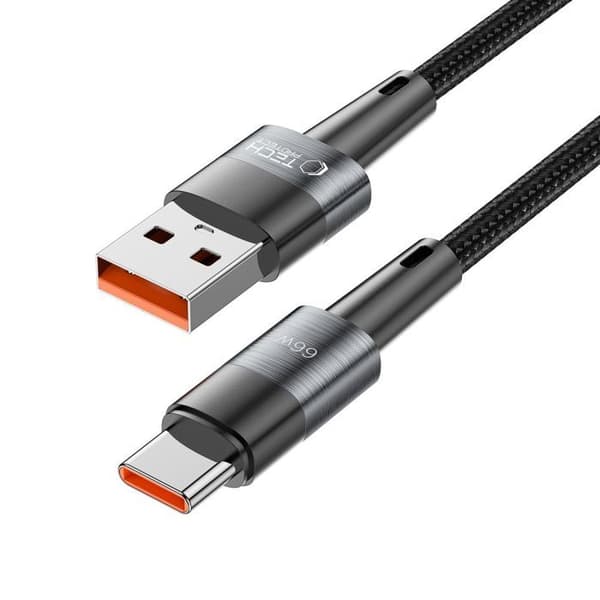 Usb-C-kabel Tech-Protect 66 W för snabb laddning 50 cm för telefon och bärbar dator Grå