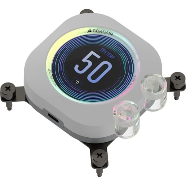 Vattenblock - CORSAIR - iCUE XC7 RGB ELITE LCD - Vit - LCD-skärm - 31 anpassningsbara RGB LED-lampor