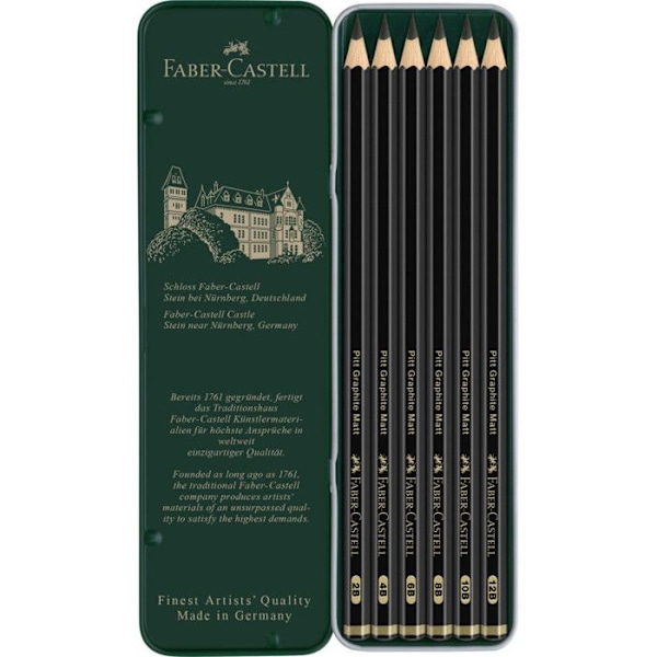 Graphitpenna - Matt Pitt - 6 stycken - Extrem matt - Hög kvalitet - Antiglans Svart