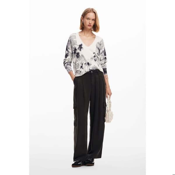 Pull kvinna Desigual Kawartha Lakes Vit XL