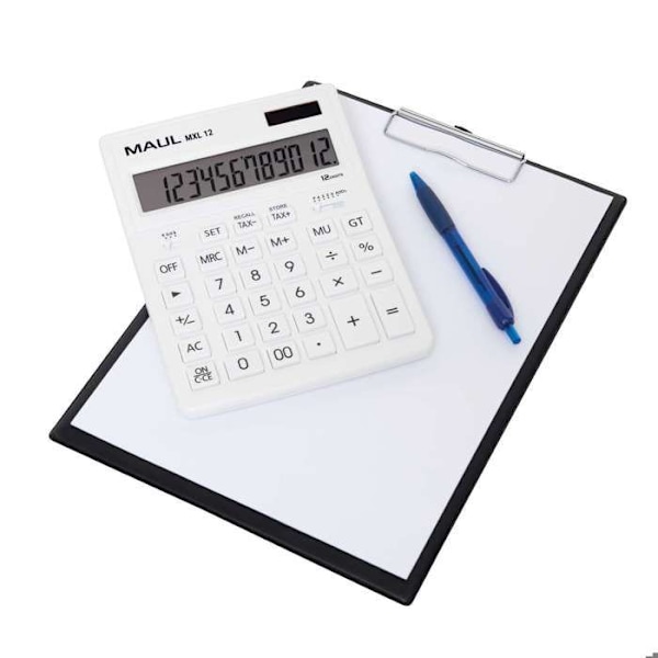 Maul MXL 12 Skrivbordsräknare vit Display: 12 batteridriven, solcellsdriven (B x H x D) 155 x 205 x 35 mm Vit