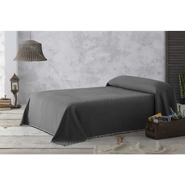 Sängöverkast - TEXTIL-HOME - 230x285 cm - 80% bomull/20% polyester - Grå - Skyddar och dekorerar
