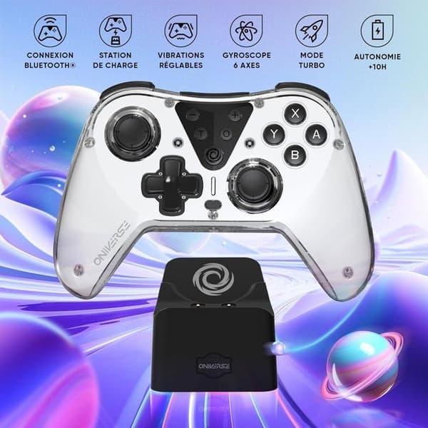 Spelkontroll - Oniverse - Vit Astralite - Kompatibel med Switch OLED/Lite - Trådlös - Laddningsdocka ingår Vit