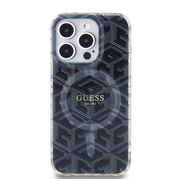 Skydd för iPhone 15 Pro - Guess IML GCube MagSafe (GUHMP15LHGCUSTGK) - Svart