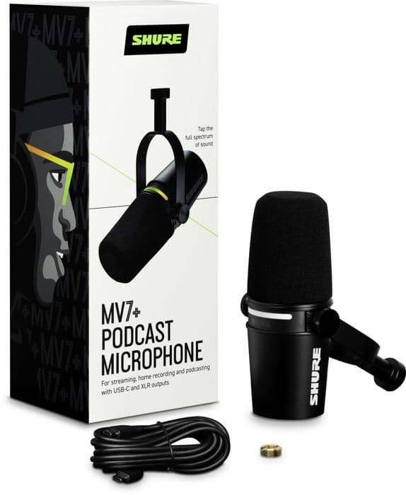 Shure MV7+ K Dynamisk mikrofon Svart