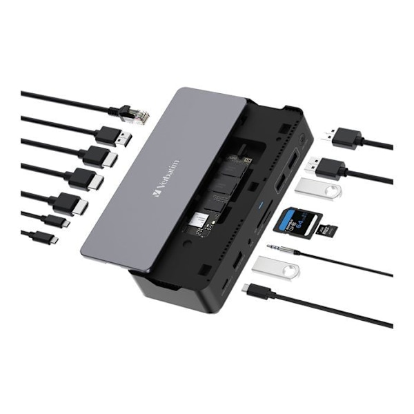 15-portars Pro USB-C dockningsstation med SSD-plats - VERBATIM - CDS-15S