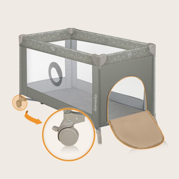 Lätt kompakt paraply 2-i-1 LIONELO Stefi - Spädbarnsparker - 0-36 månader - Transportväska - Snabb hopfällning - 2 x Hjul - Beige Beige