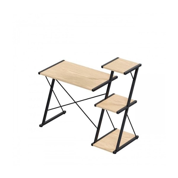 Skrivbord med hyllor - MARK ADLER - Ledare 3.5 Craft - Kompakt design - Praktisk förvaring - Metallstruktur Svart + Bricka i ekträ