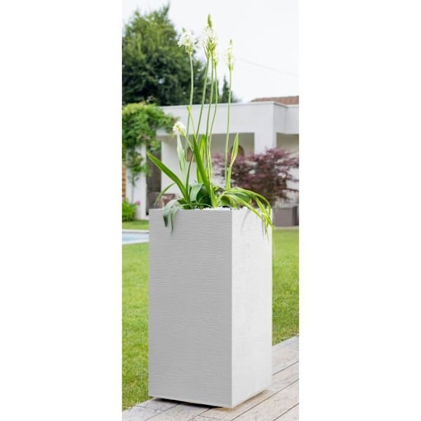 EDA Flowerit blomkruka med hög fyrkant - 39,5 x 39,5 x H 80 cm - 31 L - Vit kalkad kalkad vit