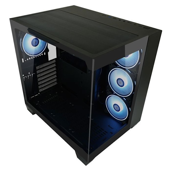 PC Chassi - LC-Power - Gaming 809B - Härdat glas - ARGB-fläktar - Matt svart