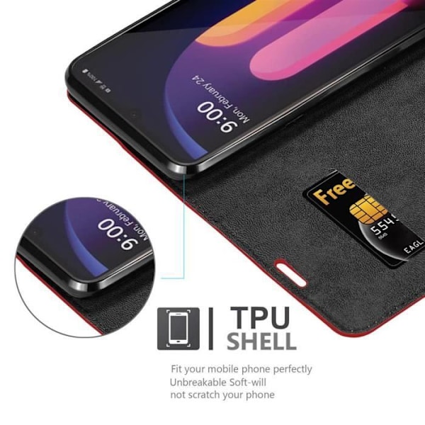 Coque - CADORABO - LG V60 ThinQ - Röd av äpple - Magnetisk stängning - Ställfunktion ÄPPELRÖD