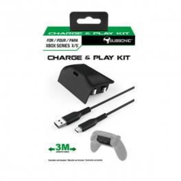 Laddningskit - Subsonic - Xbox Series X - Batteri 800 mAh - USB C-kabel 3m Svart