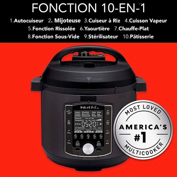 Instant Pot Pro 10-i-1 multifunktionell elektrisk spis - 1200 W - Svart - 5,7 L svart
