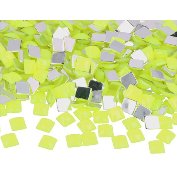 Innspiro - Z2150807 - Fluor gula fyrkantiga akryl dekorativa stenar 8 x 8 mm. 2000 u.Ca.