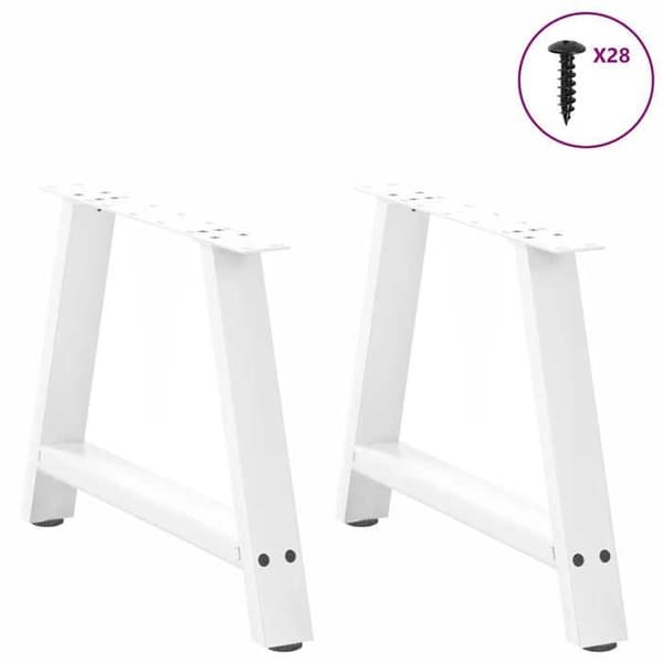 vidaXL A-formade soffbordsben, 2 stycken, vit, 60 x (42-43) cm, stål 4012837