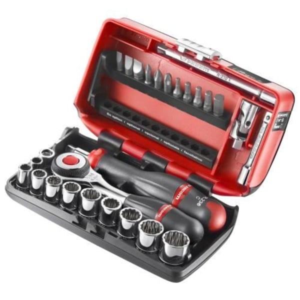Set med FACOM hylsor och bits - 1/4 - 12-punkts - 28 st - R.360NANO-U112