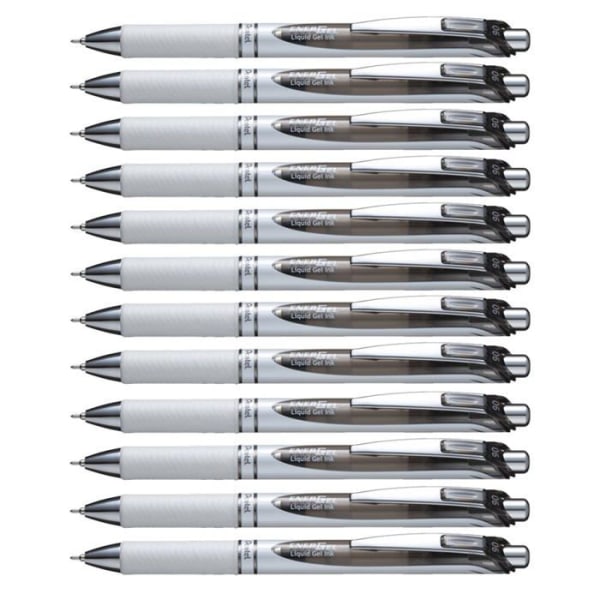 Penna - pennsats - refill Pentel BLN75W-A Set med 12 EnerGel rullpennor med tryckare och 0,25 mm spets (Vit)
