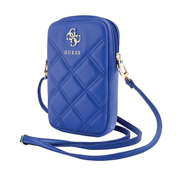 Telefonväska - Guess - Zip Quilted 4G - Ekologisk läder - Justerbar axelrem - Blå Blå
