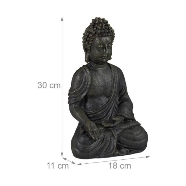 Relaxdays Buddha staty Buddha statyett trädgårdsdekoration Zen skulptur 30 cm - 4052025935108