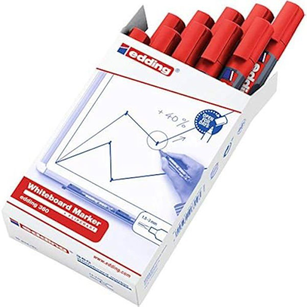 Whiteboardmarkör - EDDING - 360 - Röd - Rund spets 1,5-3 mm - Raderbar tuschpenna Röd