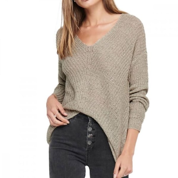 Pull kvinnod - Jacqueline de Yong - MEGAN - Beige melerat - V-ringning - Oversized - jag