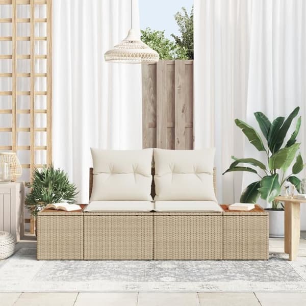 Trädgårdsoffa - 2 platser - Beige - Syntetisk rotting - Modern stil Grädde