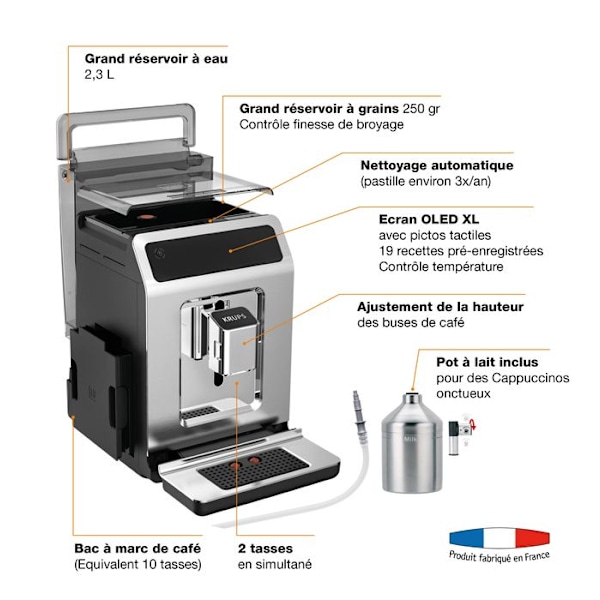 Krups "Evidence EA894T" kaffemaskin Titan / silver