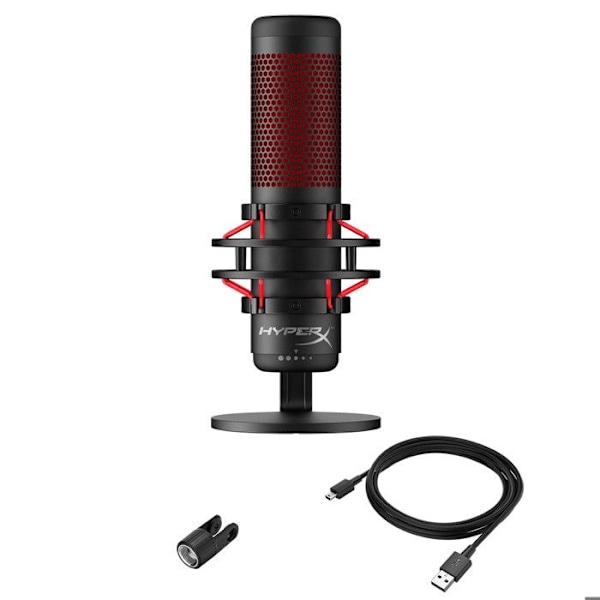 Mikrofon Gaming - HyperX - QuadCast - Svart - Popfilter - 4 riktningar Svart