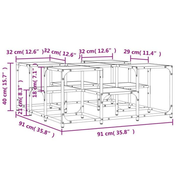 vidaXL Sonoma Soffbord Grå 91x91x40 cm Konstruerat trä 839076