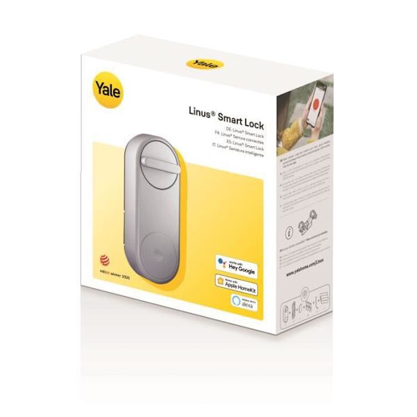 Linus® Yale anslutet lås - Silver - Elegant och säker nyckelfri design Pengar