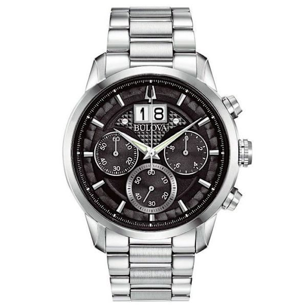 Klocka - Bulova - 96B319 - Analog - Rostfritt stål - Svart urtavla Silver, Svart