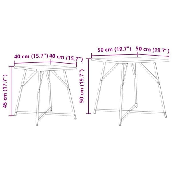 vidaXL Set med sidobord 2 st Grå Sonoma och svart 869729