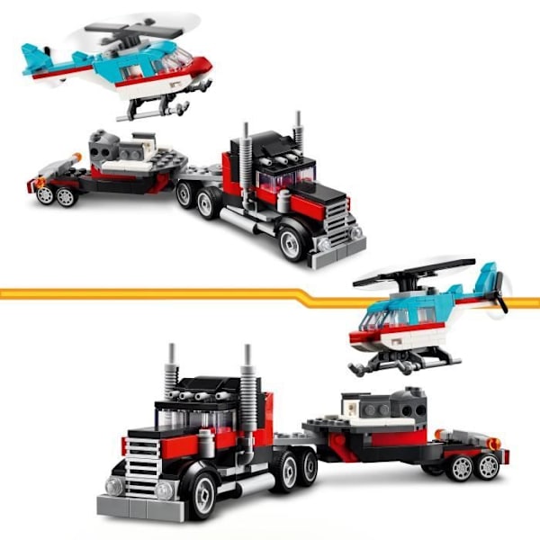 LEGO® 31146 Creator 3-i-1 släpvagn med helikopter, helikopterleksak och lastbil, flygplan och tankbil Flerfärgad