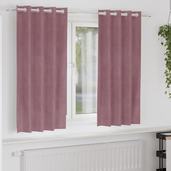 Mörkrosa polyester öljettgardiner 2 st - moderna, tvättbara Mörkrosa