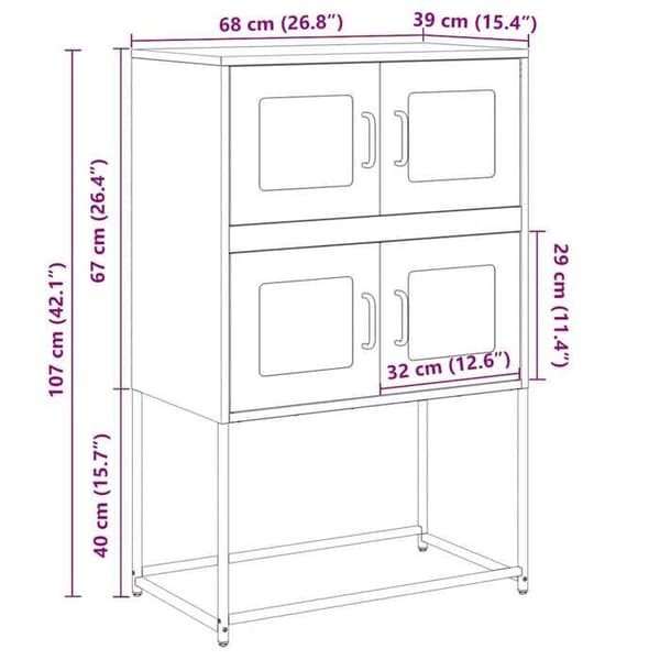 vidaXL Svart buffé 68x39x107 cm stål 853344