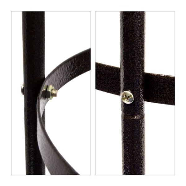 Relaxdays Trädgårdsbåge för rosor klättrande växter pergola Obelisk för trädgården stöd metal 190 cm Brun