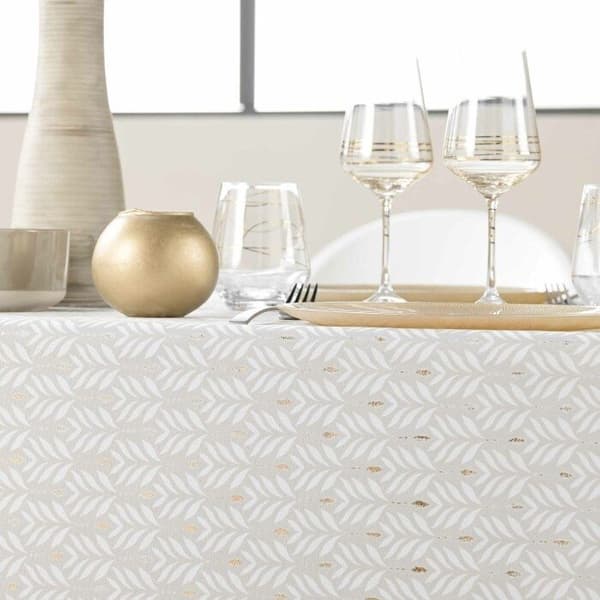 Rektangulär duk 145 x 240 cm polyester med metalltryck piana Natural Naturlig