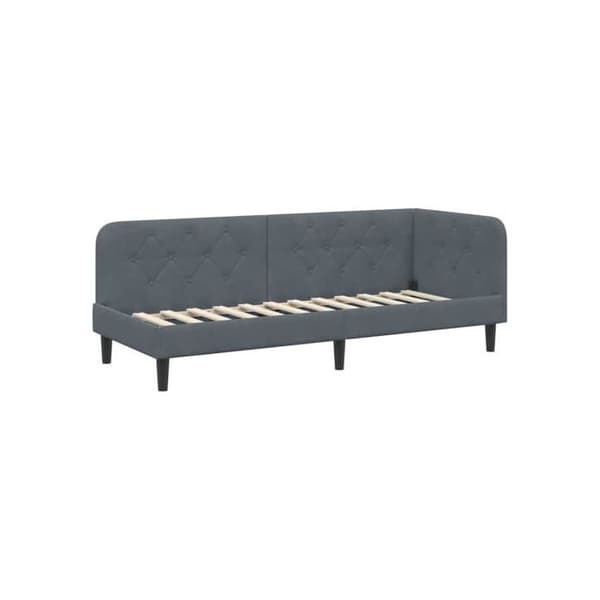 Vinkelsängram i sammet - vidaXL - Mörkgrå - 80x200 cm - L-format design - Mångsidig bäddsoffa - Ribbram Mörkgrå