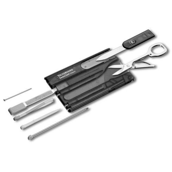 Schweizisk fickkniv - VICTORINOX - SwissCard Onyx 0.7133.T3 - 10 funktioner - Transparent antracitsvart Transparent antracitsvart