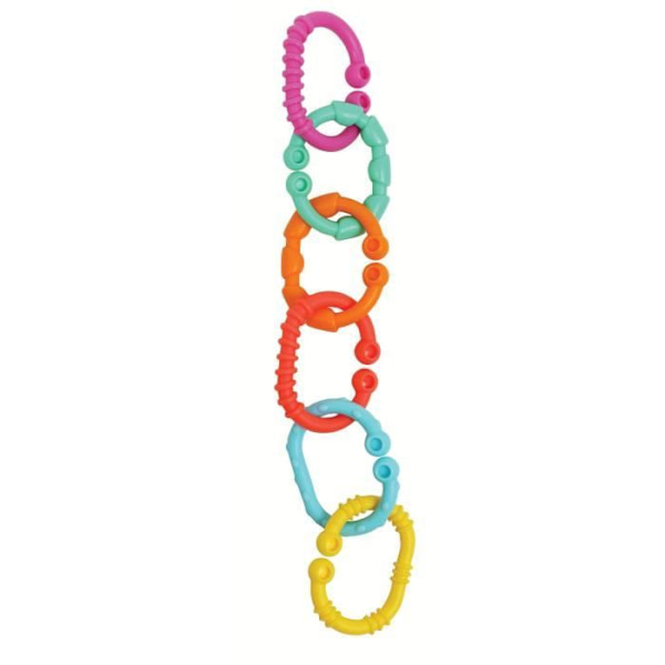 Barnvagnskedja - PLAYGRO - Rings in Loops-länkar - Brickor och färgade länkar - Blandat Flerfärgad