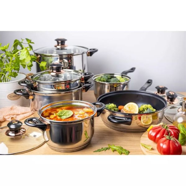 Spel av grytor - KINGHOFF - KH-1767 - Rostfritt stål - 12 delar - Non-stick Rostfritt stål